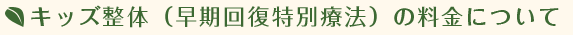 キッズ整体（早期回復特別療法）の料金について